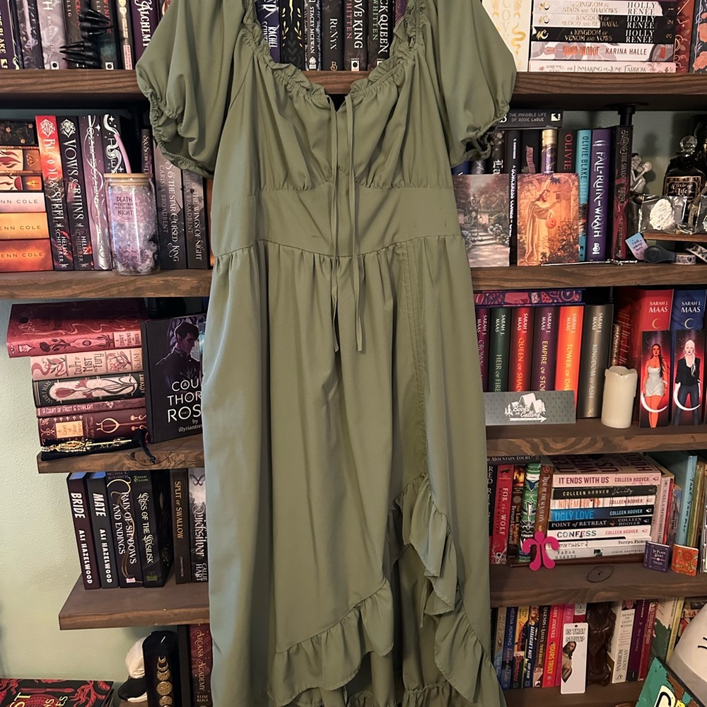 Chic Olive Ruffle Maxi Dress